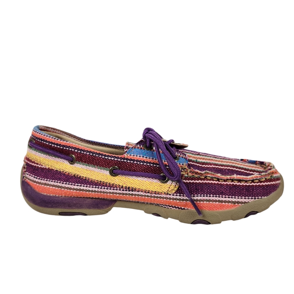 Twisted X Purple Serape Western Boat Deck Casual Lace Up Shoes Women's Size 8 - Picture 5 of 12